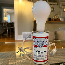 Budweiser Beer Can Portable Lamp, Corded Switch, UL Listed, Fleco Ad picture