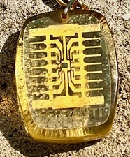 Ferranti processor keychain, vintage, rare, in amber lucite picture