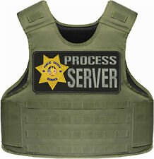 Process Server Embroidery Patch 5x11 Velcr@ On Back Gray On Black picture