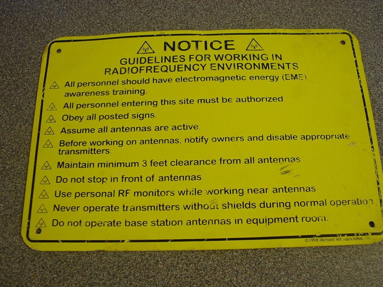 NOTICE Guidelines Working Radio Frequency Environments Sign Tower Dog Climber