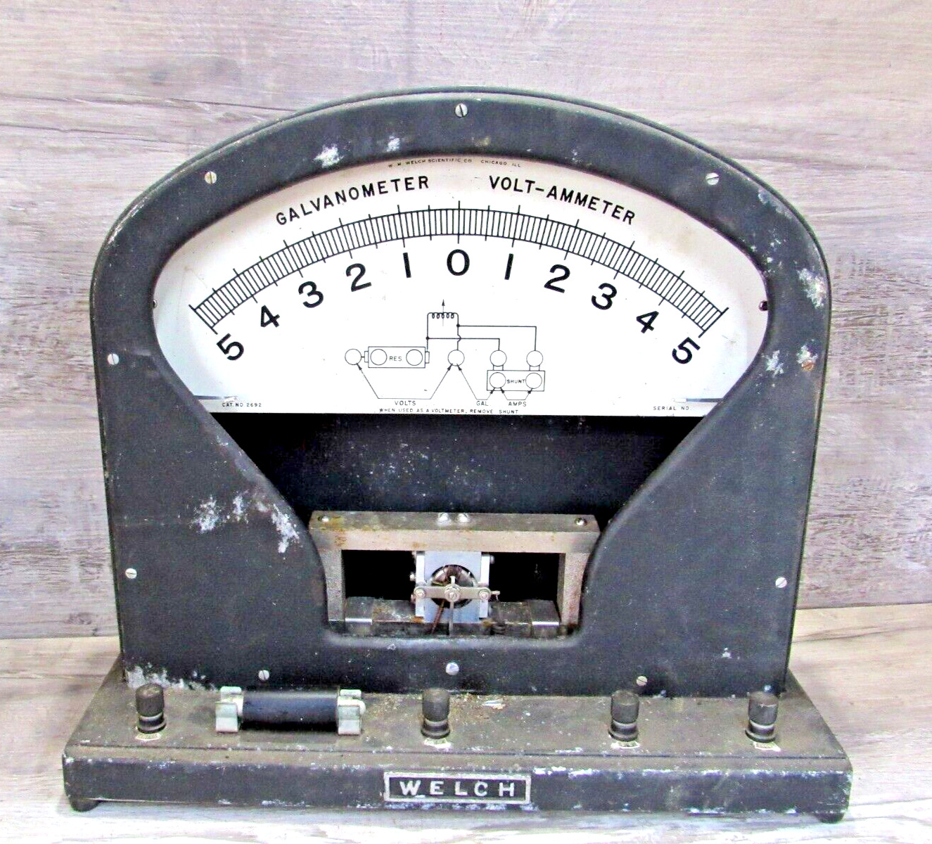Untested VINTAGE Large WELCH GALVANOMETER VOLT-AMMETER  AS IS