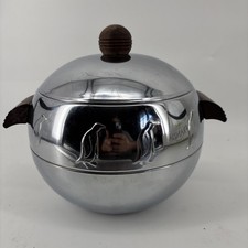 VTG MCM WEST BEND PENGUIN HOT/ COLD SERVER CHROME BARWARE WOOD HANDLES picture