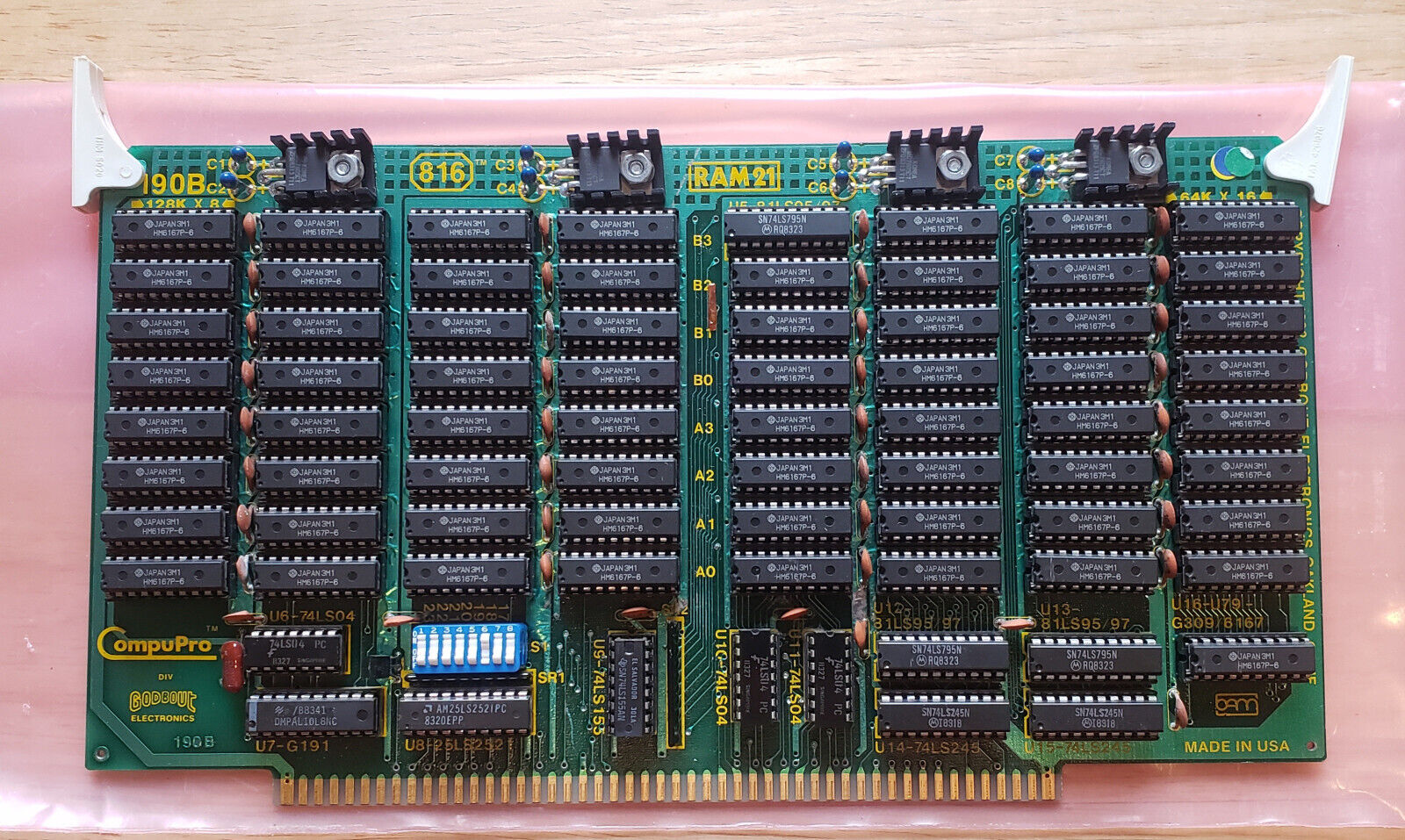 S-100 Compupro RAM 21 Memory Board. Pulled from a working system.