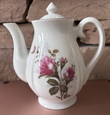 Vintage Porcelain Coffee Tea Pot Pink Roses Gold Trim With Lid picture