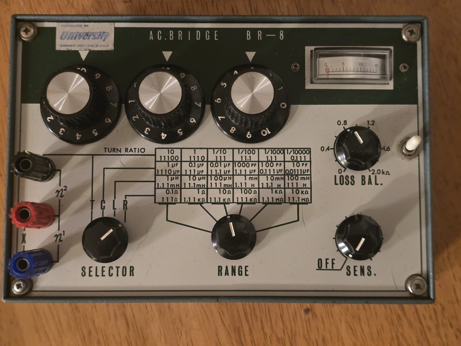 Vintage University BR-8 AC Bridge Tester Working 1975 Bench Calibration Graph Vintage University BR-8 AC Bridge Tester Working 1975 Bench Calibration Graph