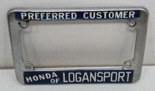 Vintage Motorcycle Dealer License Plate Frame Honda Of Logansport Indiana IN picture