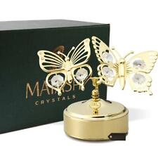 Matashi 24K Gold Plated Music Box & Crystal Butterfly Figurine Ornament -Memory picture