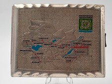 Cigarette Case Map Novosibirsk Region Soviet Vintage Aluminum Smoking Box USSR picture