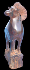 Vtg Bighorn Sheep Ram Ironwood Sculpture Wood Carving Figurine Aries 9.5