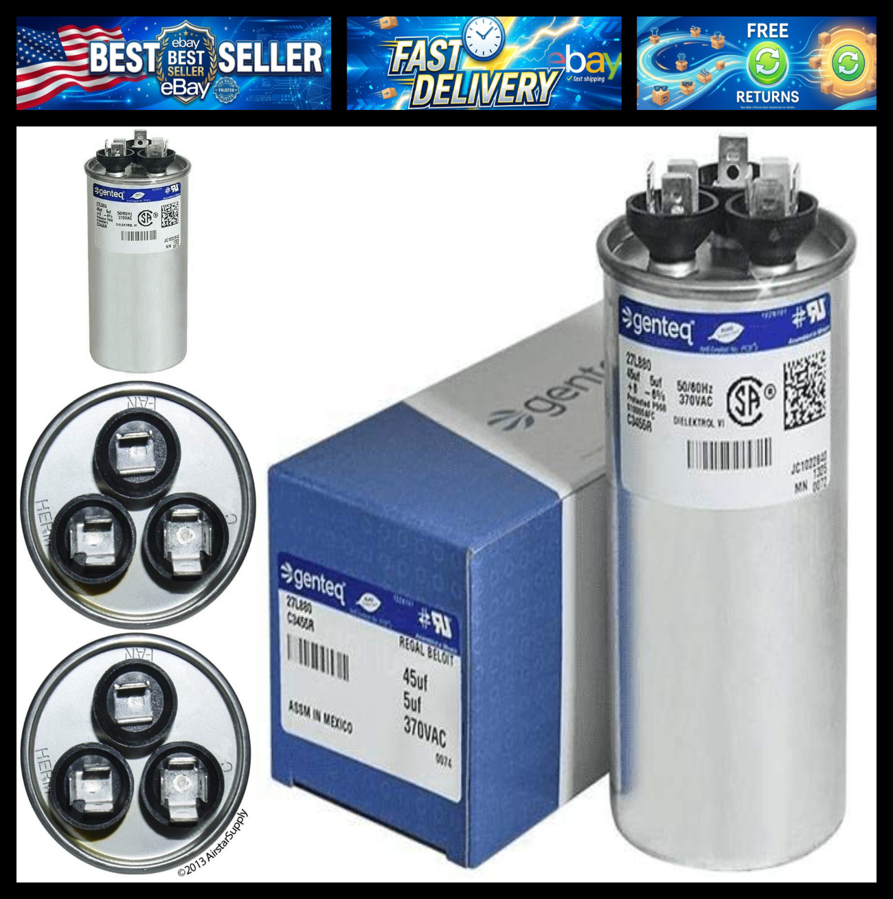 Genteq c3455r GE Round Capacitor 45 5 uf MFD, 97F9895, Z97F995, 97F9895BZ3, 27L8 Genteq c3455r GE Round Capacitor 45 5 uf MFD, 97F9895, Z97F995, 97F9895BZ3, 27L8