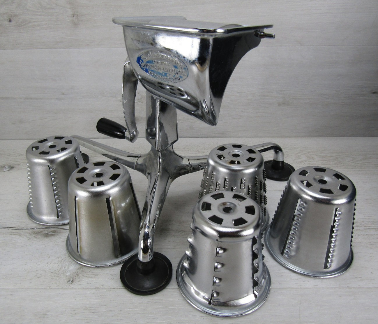 Saladmaster Food Processor Salad Cutter Slicer Shredder w/ 5 Cones Kitchen Quip Saladmaster Food Processor Salad Cutter Slicer Shredder w/ 5 Cones Kitchen Quip