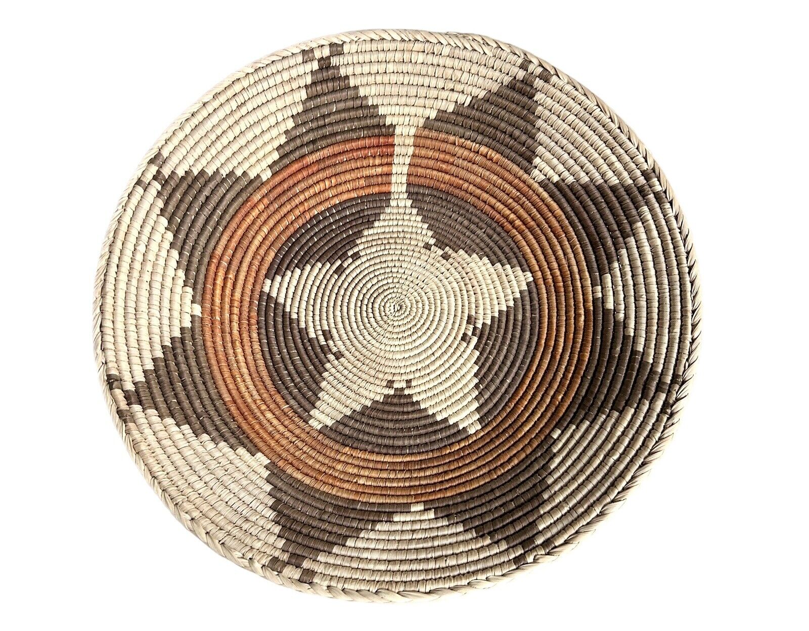 Native American Navajo Style Wedding Basket Polychrome Handwoven Coil 14”
