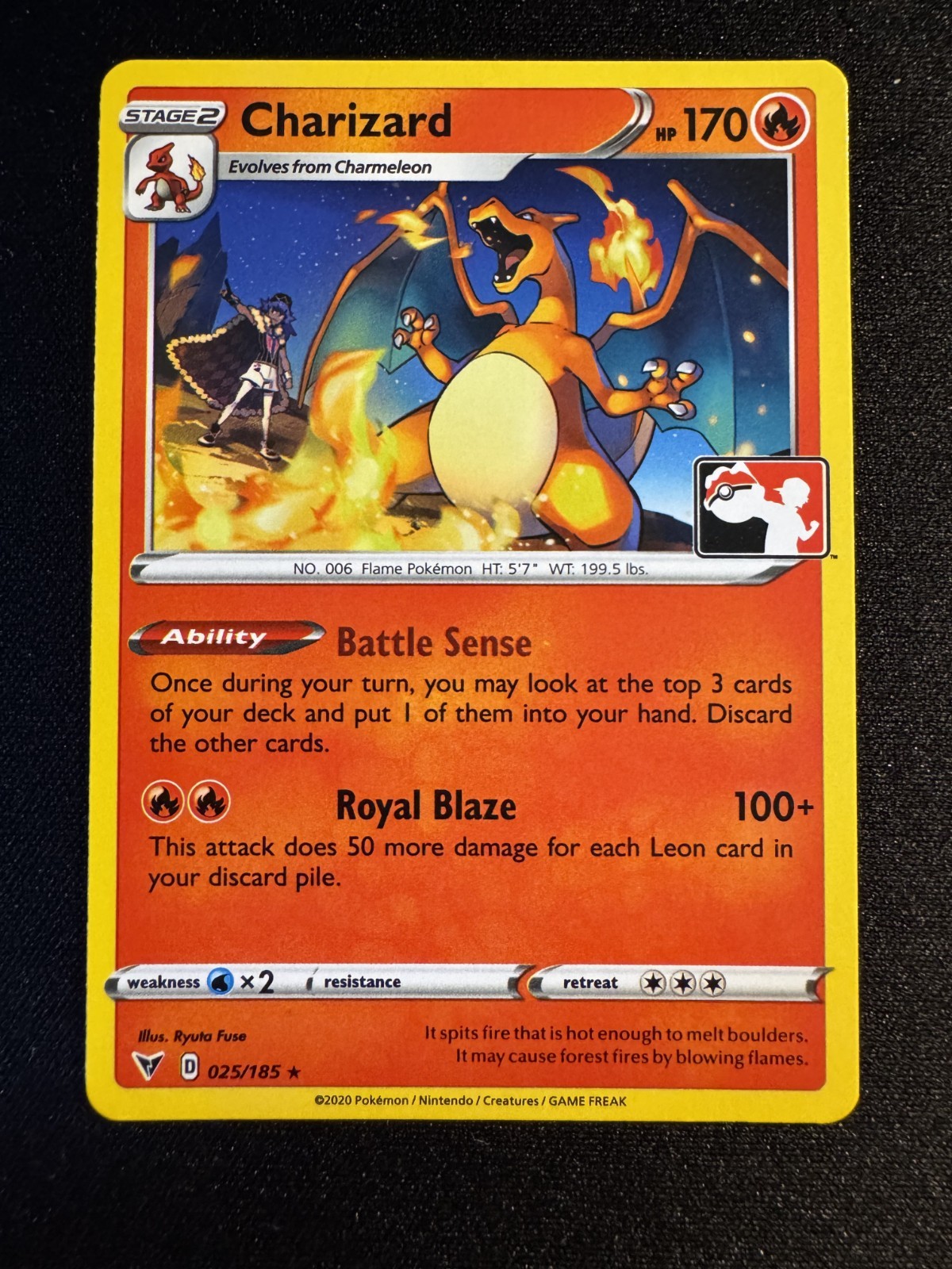 Pokémon TCG Charizard 025/185 Vivid Voltage Play Pokemon Stamp Prize Pack NM Pokémon TCG Charizard 025/185 Vivid Voltage Play Pokemon Stamp Prize Pack NM