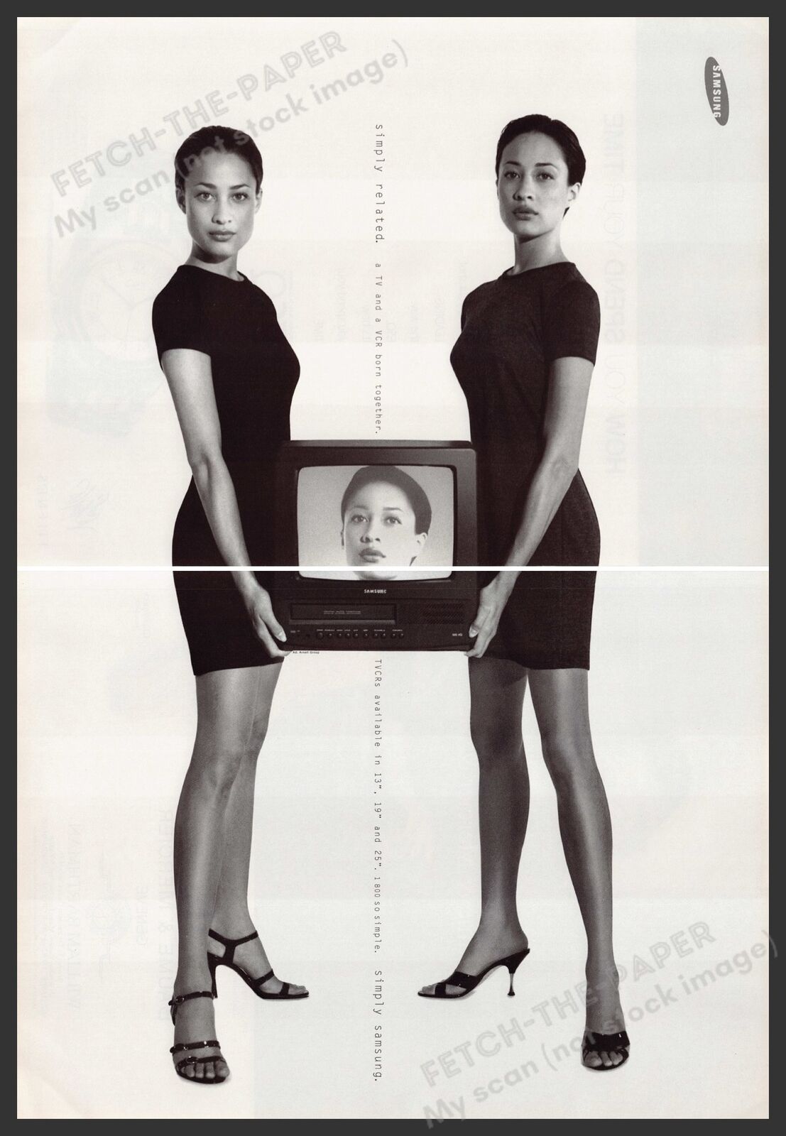 Samsung TVCRs Combo 1990s Print Advertisement Ad (2 pages) 1995 Twins Legs