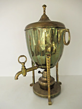 Vintage Brass tinned Samovar hot beverage server w heating burner side rings picture