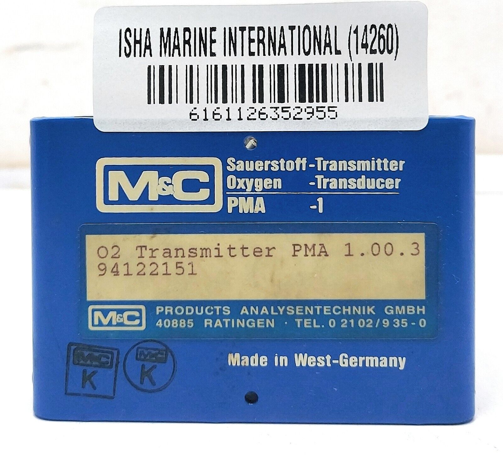 M&C O2 Transmitter PMA 1.00.3 | Oxygen Transducer
