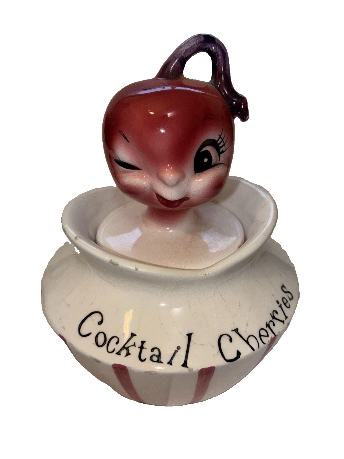 Ultra Rate Vintage Lefton Cocktail Cherries Jar Container Server Ultra Rate Vintage Lefton Cocktail Cherries Jar Container Server