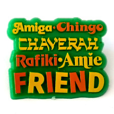 VTG Friend Amiga Chingo Chaverah Rafiki Amie Green Yellow Orange Plastic Pin GS? picture