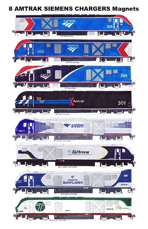 Amtrak Siemens Charger 8 magnets by Andy Fletcher