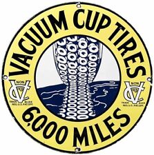 VINTAGE VACUUM CUP TIRES PORCELAIN SIGN GAS OIL CONTINENTAL MICHELIN GOODYEAR picture