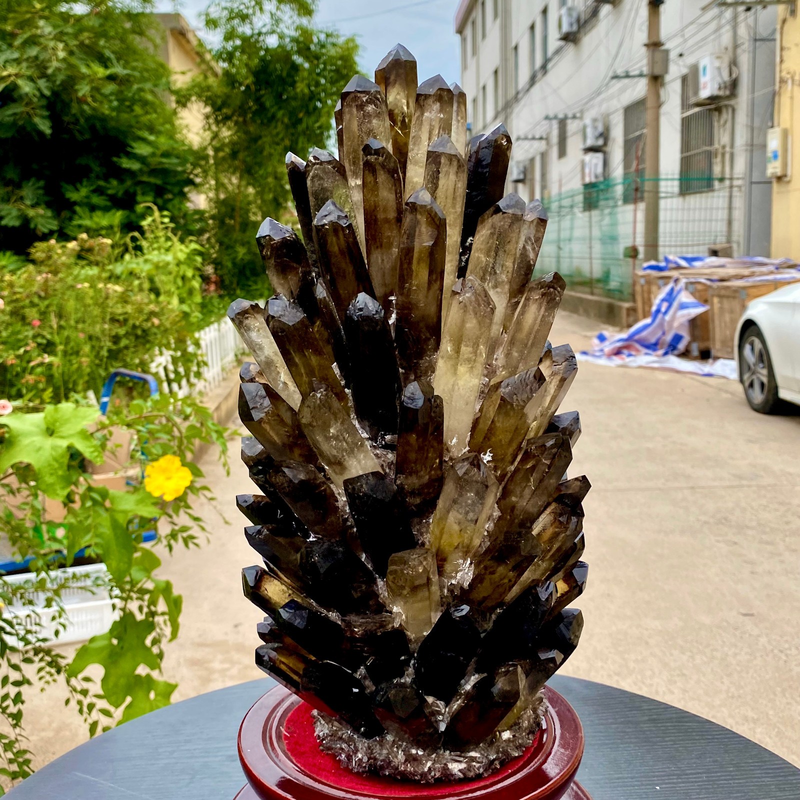 24.2LB New Find black PhantomQuartz Crystal Cluster Mineral Specimen 24.2LB New Find black PhantomQuartz Crystal Cluster Mineral Specimen
