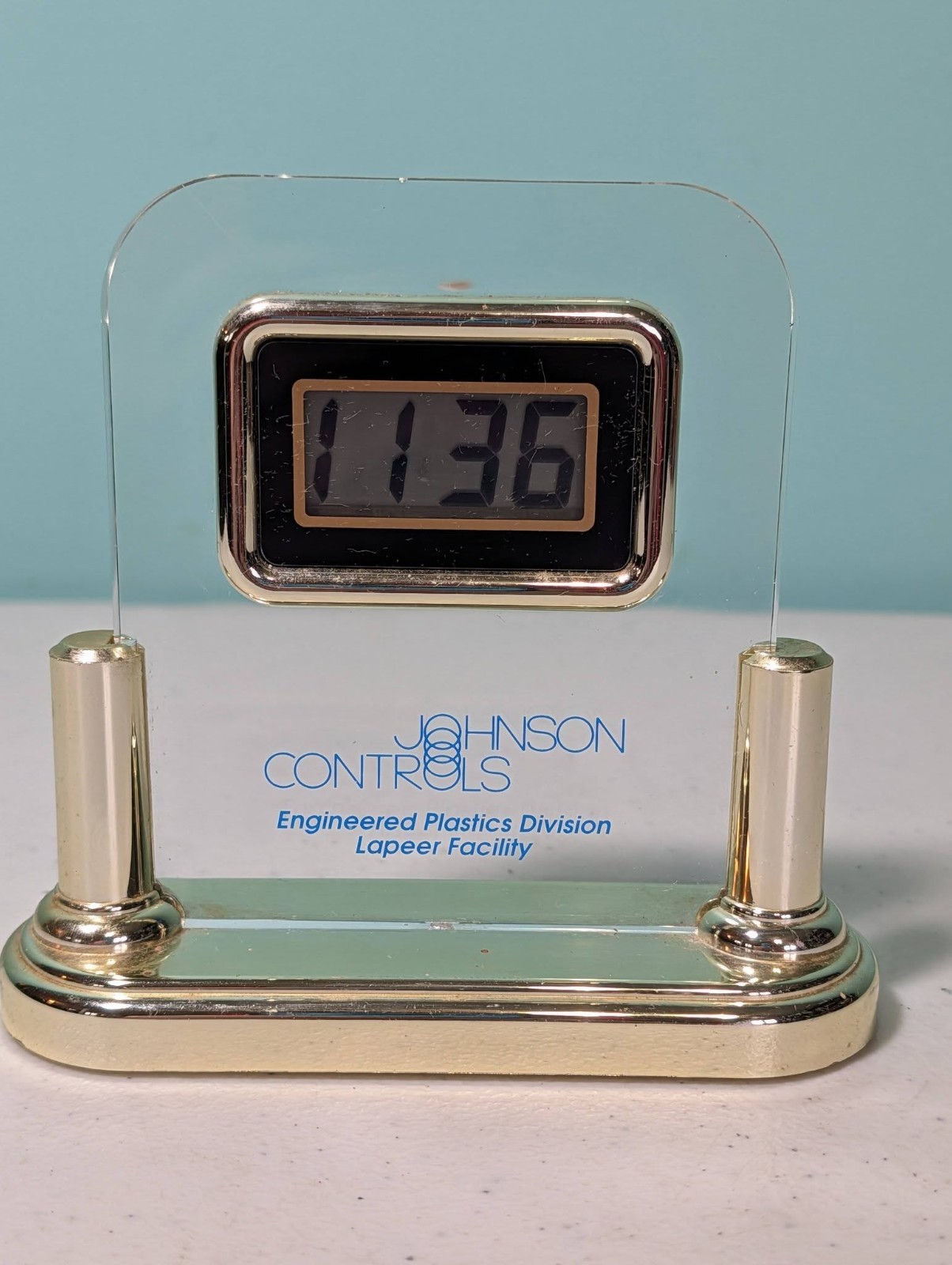 Johnson Controls Lapeer Mi Plastic Desk Clock Tested Working Vintage