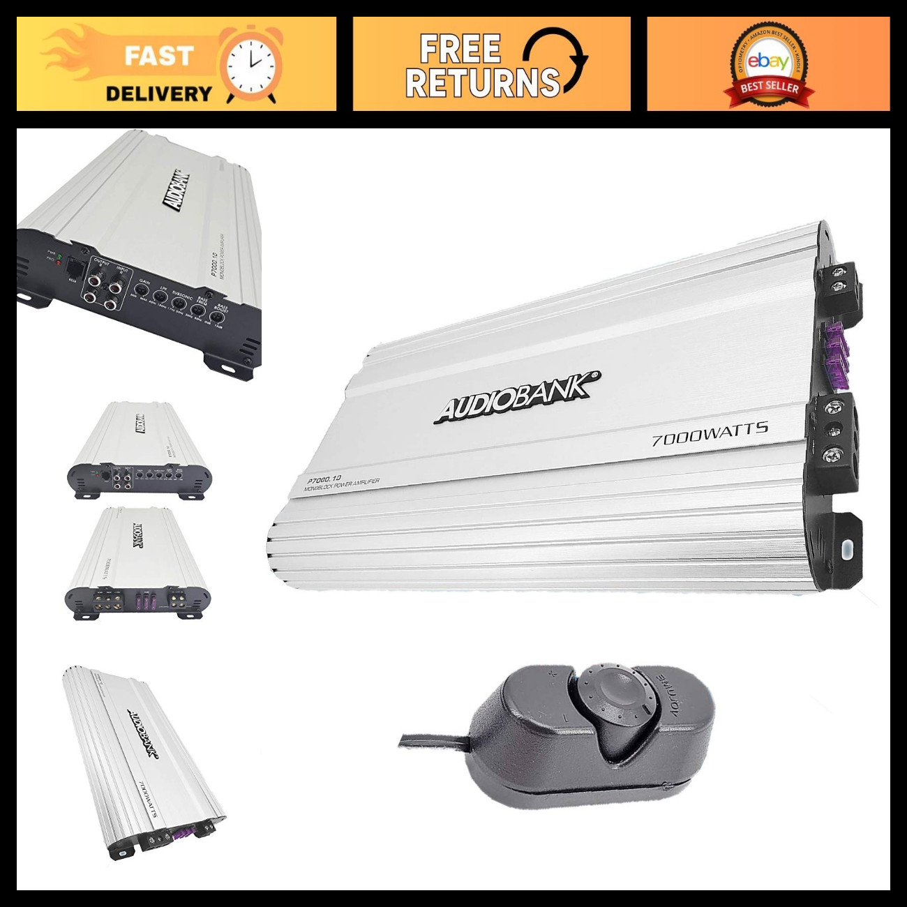 Audiobank Monoblock 7000 WATTS Amp Class D 1OHM Car Audio Stereo Amplifier Remot Audiobank Monoblock 7000 WATTS Amp Class D 1OHM Car Audio Stereo Amplifier Remot