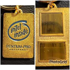 Vintage NOS Intel Pentium Pro Processor CHIP Key Chain Blue Imprint Computer PC picture