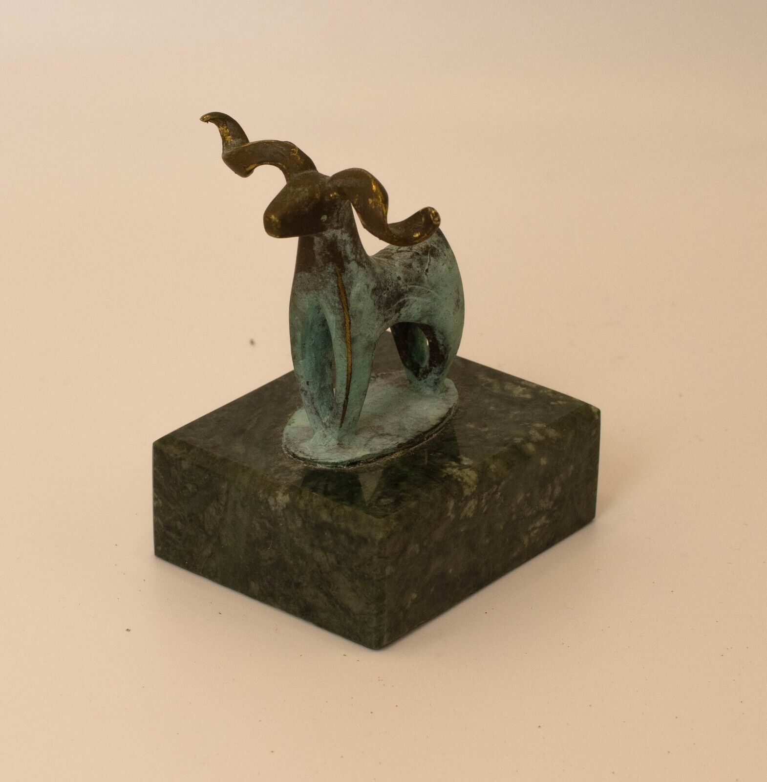 Zodiac Aries Ram Figure, Bronze on Marble, Vintage Historical Piece Antique