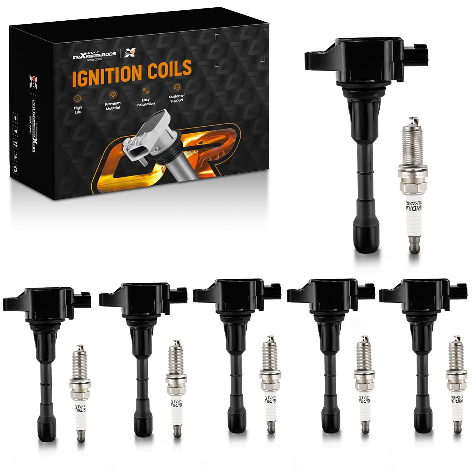 6Pk UF617 Ignition Coil & Spark Plug Set for 08-13 Infiniti G37, 09-20 370z 6Pk UF617 Ignition Coil & Spark Plug Set for 08-13 Infiniti G37, 09-20 370z