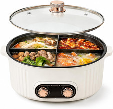 4-Compartment Hot Pot, 6L Large Stew Pots with Divider, Dual Knob Independent Te picture