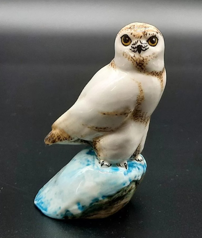 Vintage Porcelain Owl Statue Polarity Brown & White Colour Decore Home Figure