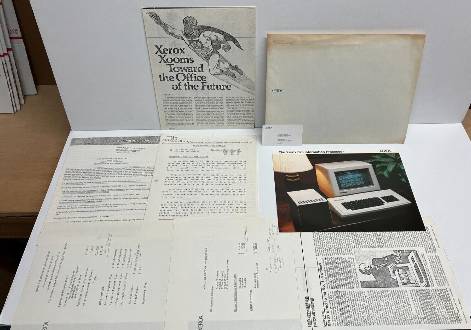 vintage Xerox 820 Information Processor Brochure & All Original Paperwork