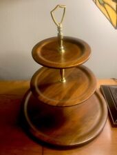 MCM Giftwood Inc. Three Tiered Wood/brass Server picture