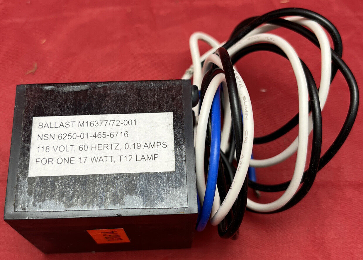 17 Watt Ballast M16377/72-001 For 17W T12 Fluorescent Lamp