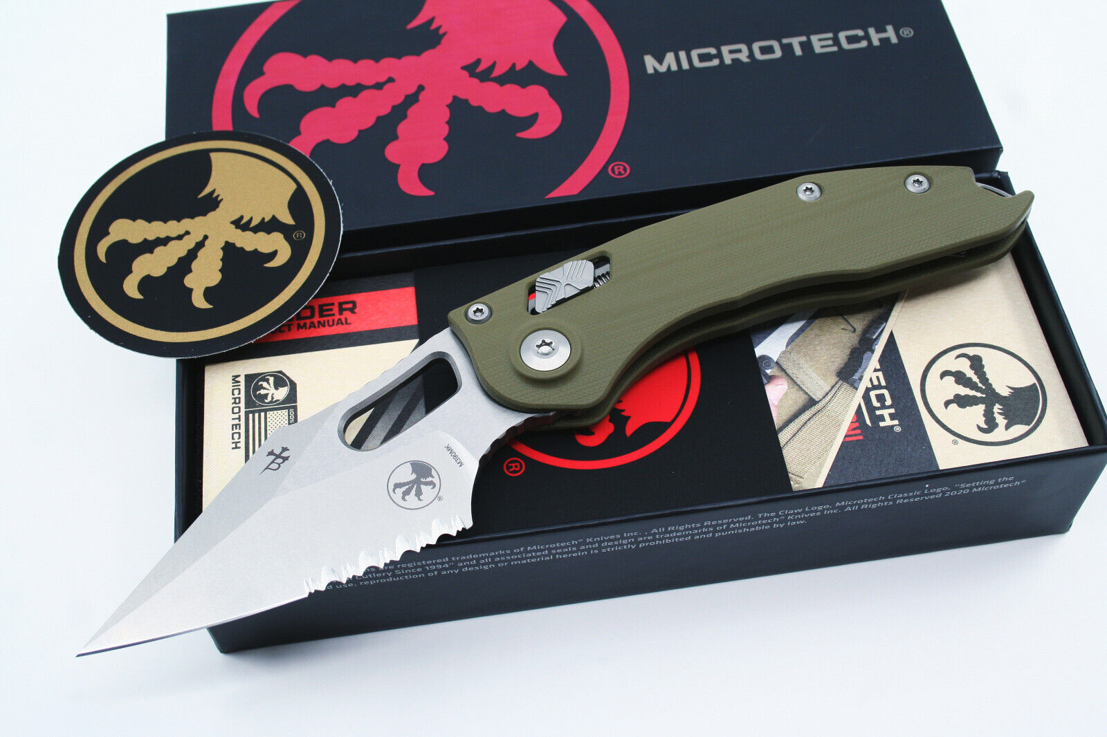 NEW Microtec Stitch RAM-LOK Manual Partially Serrated M390MK OD Green G10