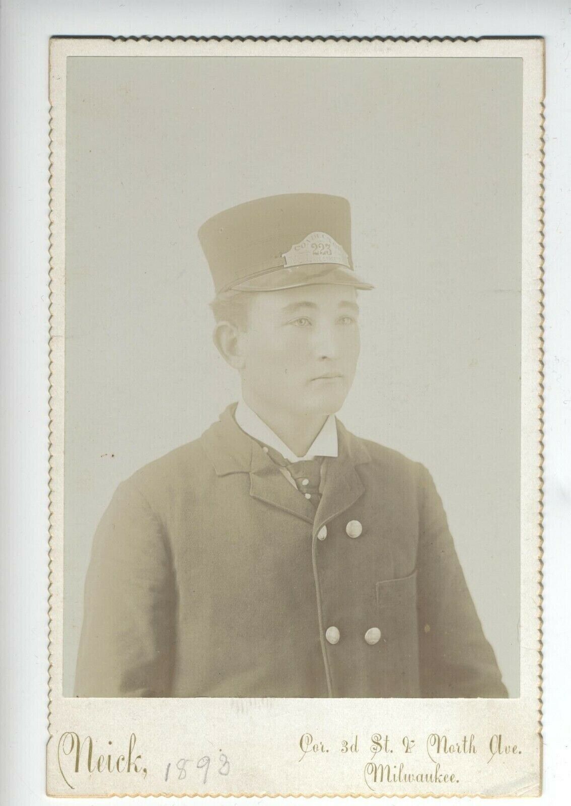CHINESE RAILROAD CONDUCTOR CABINET CARD MILWAUKEE WISCONSIN 1893 ORIGINAL