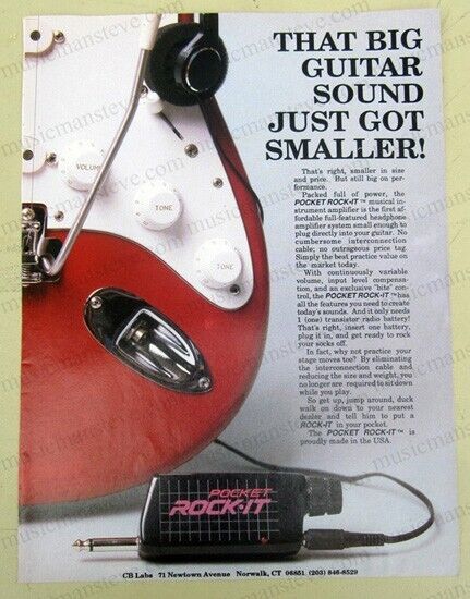 1989 ROCKMAN PRINT AD - Pocket Rocket portable amplifier