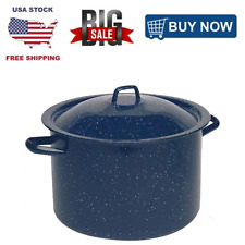 Blue Speckled Enamel Stock Pot Lid 4 Quart Lightweight Durable Stock Pot New picture