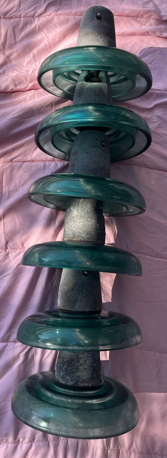 Vintage Glass Power Line Insulator String 50,000 LBS High Voltage Utility