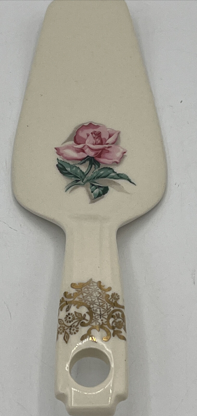 Vintage Ceramic Cake/Pie Server Beautiful Flower and Gold Design