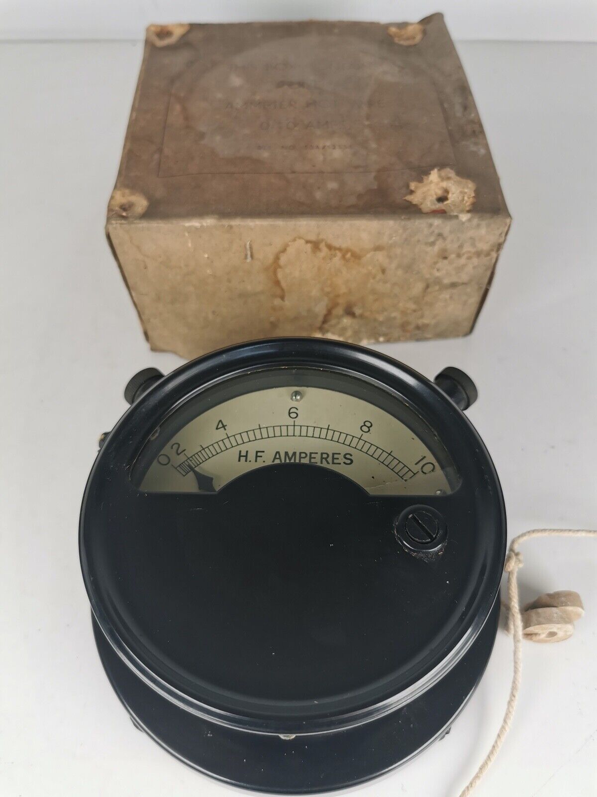Vintage WW2 Air Military 10A Ammeter Hot Wire Large Dial  10A/122338 HF Amperes