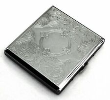 Vintage Metal Cigarette Case Box Silver Men Tobacco Holder for20s 90mm King Size picture