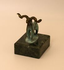 Aries Ram figure, Bronze on Marble, Vintage Historical Piece Antique picture
