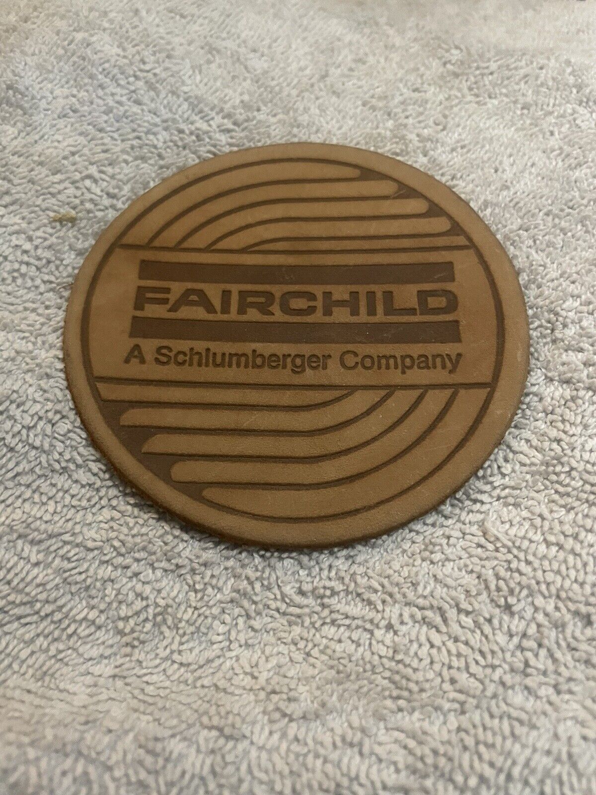 Vintage Fairchild Semiconductor Leather Coaster