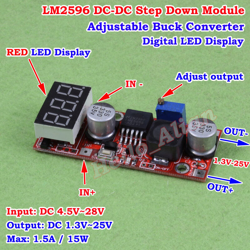 LED DC-DC Buck Step Down Volt Converter Voltmeter 3.3V 5V 6V 9V 12V 15V 18V 24V