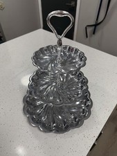 Vintage Shelton Ware NYC 3-Tier Scalloped Chrome Serving Stand Tidbit Server picture