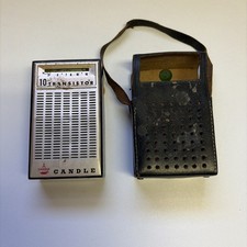 CANDLE 10 Black Transistor Handheld Pocket AM Radio w/ Case Japan picture