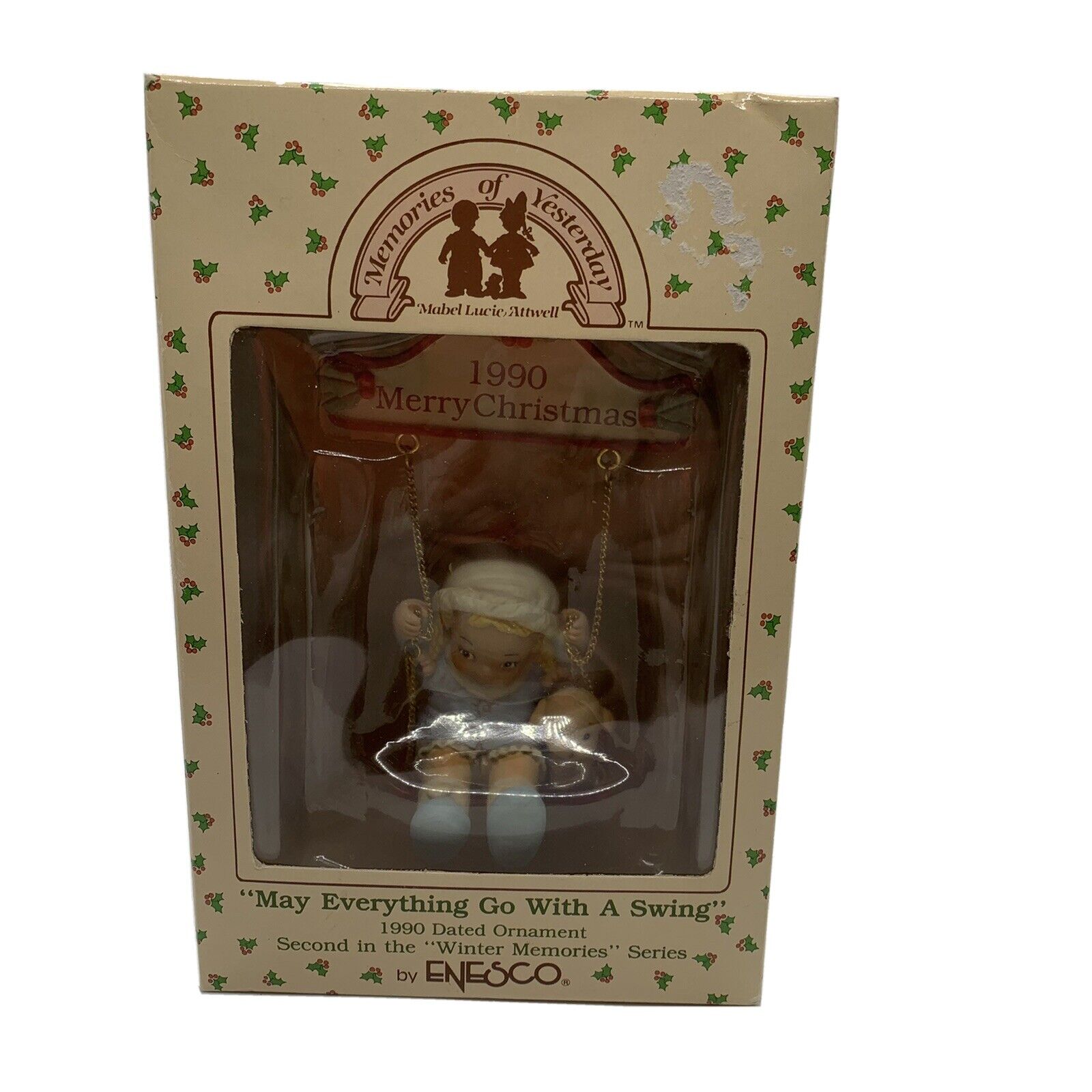 Enseco Memories of Yesterday MAY EVERYTHING GO WITH A SWING 1990 Vtg Ornament