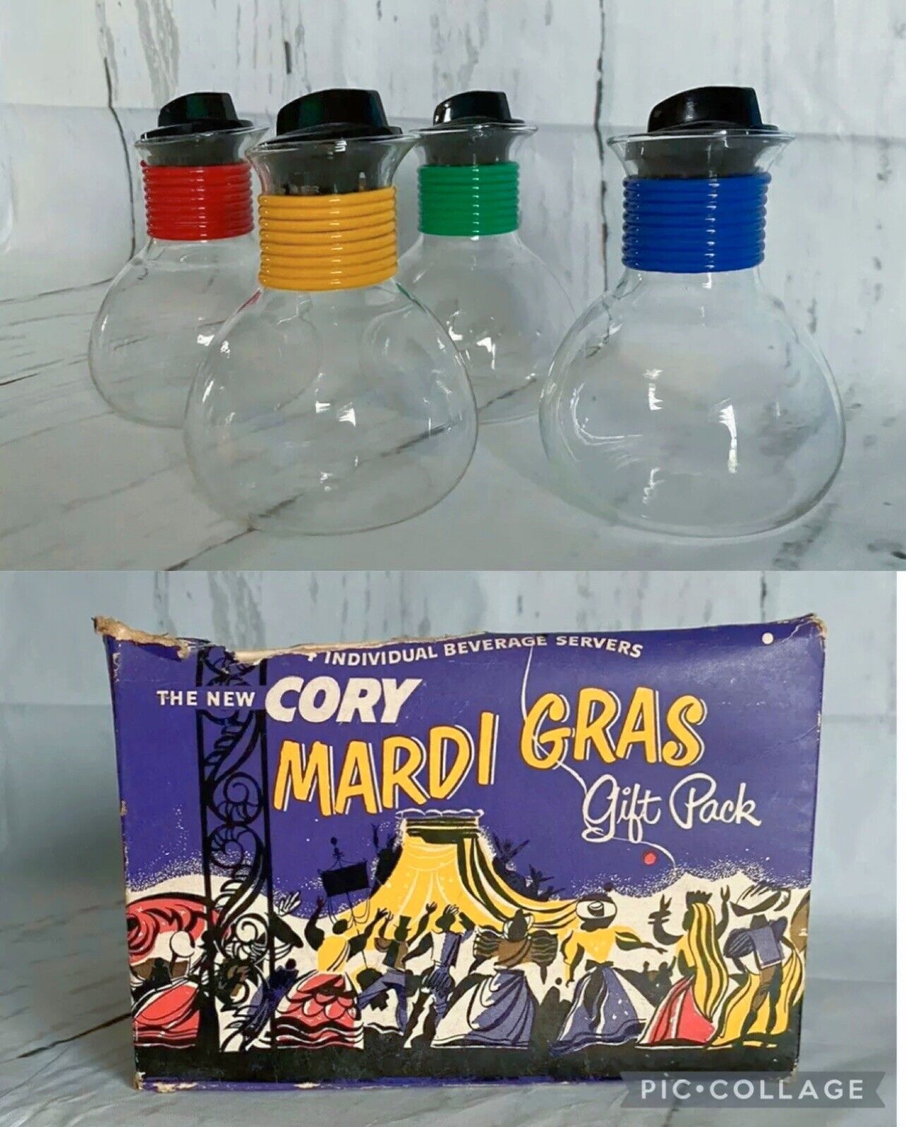 Vintage MCM Cory Mardi Gras Beverage Server Mid Century Modern Barware